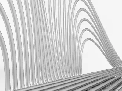 bench made of metal with wavy lines 3D model