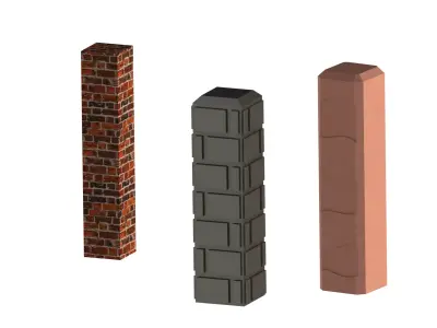 Modular Fence Pillars Collection 3D model