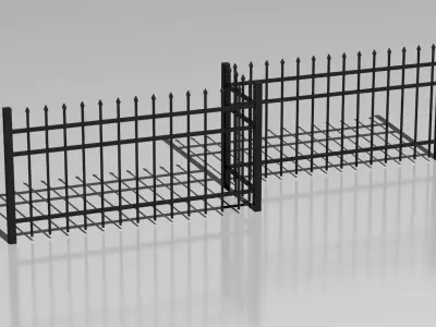 Metallic fence 04 3D model