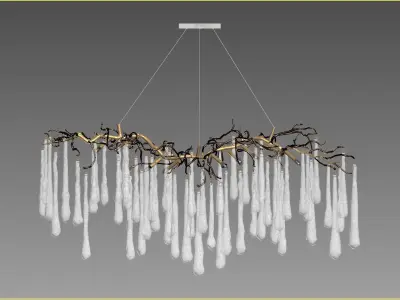 John-Richard Brass and Glass Teardrop Nine-Light Chandelier 3D model