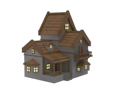 Low Poly House 3D Model Low-poly 3D model