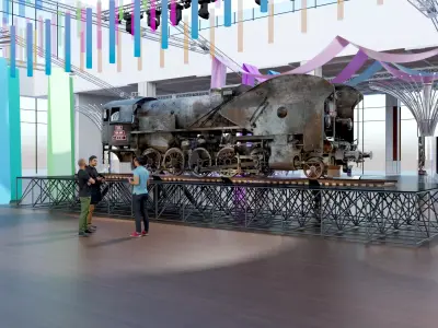 model train station exhibition 3D model