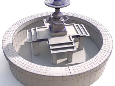 Fountain with water 3D model
