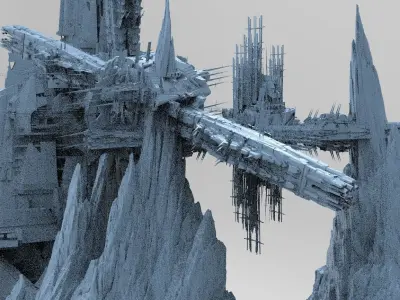 Ancient Ship Cliff Ruins 1 3D model