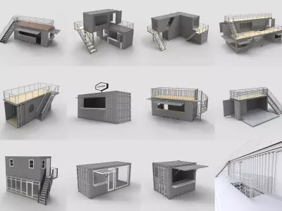 Portable Building and Shipping Container Collection 3D model