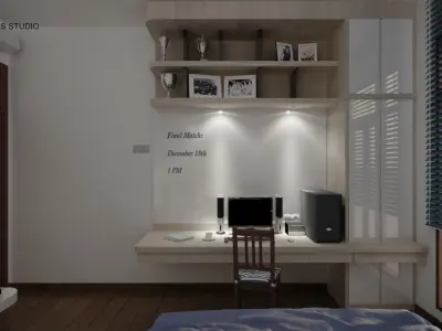 Navy bedroom scene 3D model