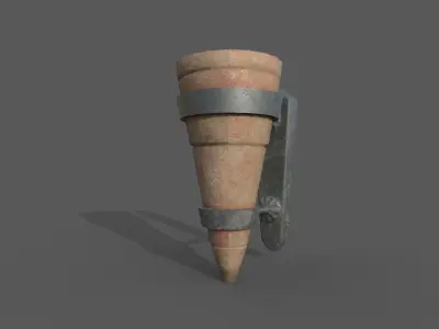 Medieval Wall torch Low-poly 3D model Low-poly 3D model