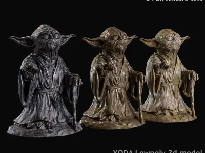 Yoda Figurine fan lowpoly PBR 3d model Low-poly 3D model