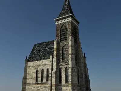 Church with cross on top Low-poly 3D model