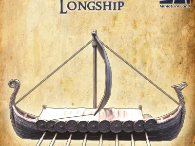 Viking Longship Tabletop Terrain 28 MM 3D print model