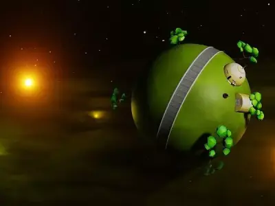 Dragon Ball King Kai Planet animation low poly baked texture Low-poly 3D model