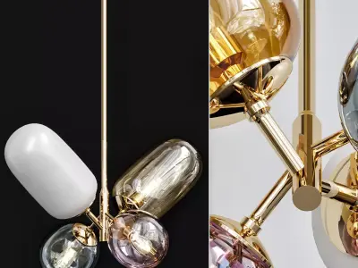 Modern three balls hanging from ceiling 3D model