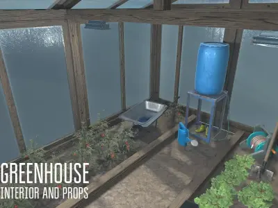 Greenhouse - interior and props Low-poly 3D model
