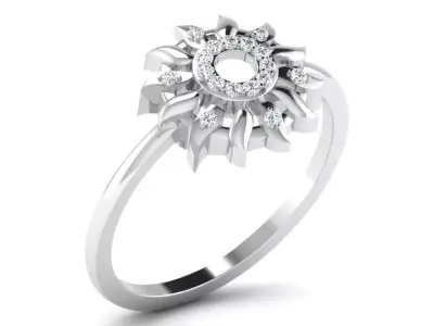 Light Weight White Gold Diamond Ring DR-6349 3D print model