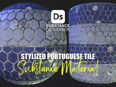 Stylized Portuguese Tiles Material 01 - Substance 3D Designer Texture