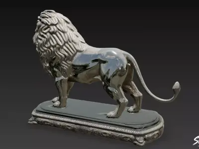 Lion Statue V32 Low-poly 3D model