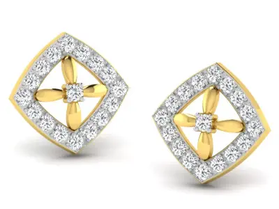 Gold Diamond Women Earring 3D print Model 3D print model 111