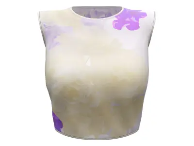 Floral Pattern No Sleeves Round Neck Top Low-poly 3D model