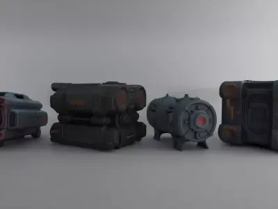 Sci-Fi Powerkits Low-poly 3D model