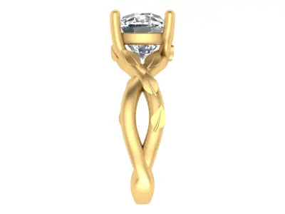 Natures Embrace Solitaire Ring 3D print model