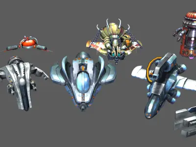 next generation Interstellar Battleship Small Spaceship Low-poly 3D model