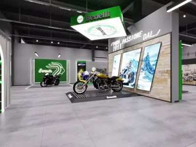 motorcycle store exhibition stand  Low-poly 3D model