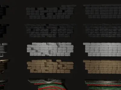 Roman roof tiles and cornices 87 pieces set low poly PBR Low-poly 3D model