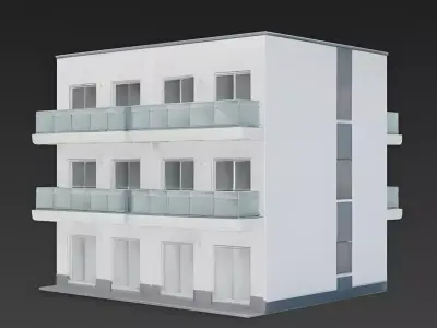 Modern Low-Rise White Apartment Complex 3D Model Low-poly 3D model