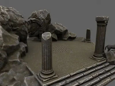 Temple rock Low-poly 3D model