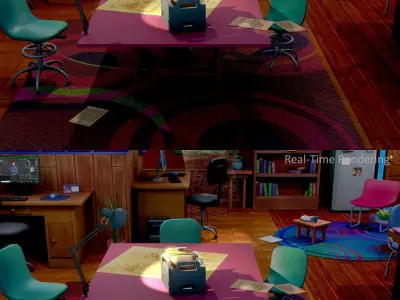 Studio Office Interior LowPoly-Pack 121-UniqueMeshes Low-poly 3D model