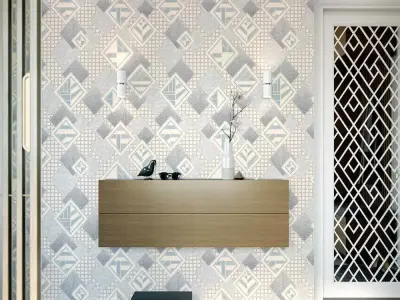 Geometric Patchwork Embossed Wallpaper Texture  Texture