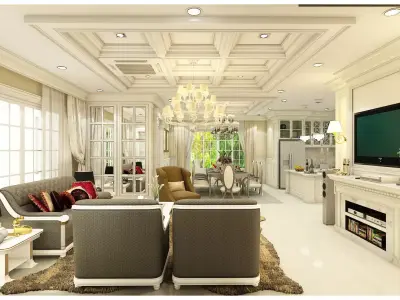 living and dining 2 3D model