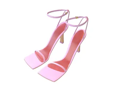 Square Toe Leather Sandals v1 007 Low-poly 3D model
