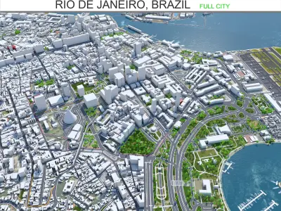 Rio de Janeiro Full City Brazil Low-poly 3D model