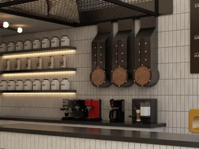 Coffee Shop 3D Industrial Style 3D model