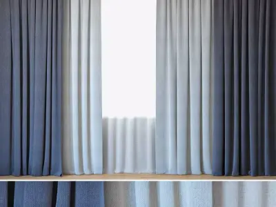 Curtains 45 Curtains with Tulle Backhausen Treccia 3D model