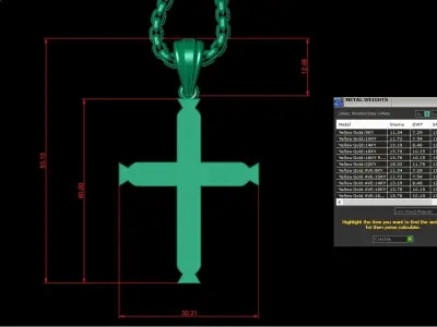 High Cross Pendant Light Gold 18K 3CP076 3D model
