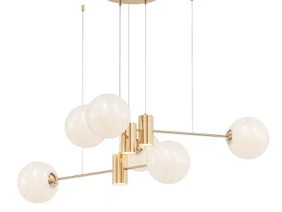 PULSAR chandelier with five balls hanging from ceiling 3D model