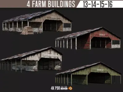 13-14-15-16 - Farm Buildings 4K PBR GameReady Low-poly 3D model