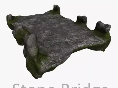 Stone Bridge - Moss Low-poly 3D model