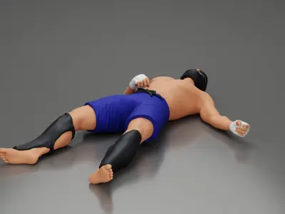 Defeated fighter lying on the floor after the battle 3D print model