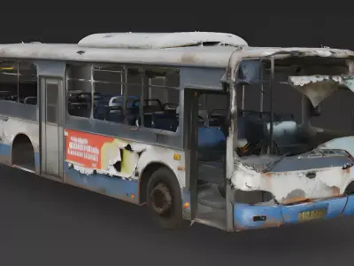 The Last Stop Ruined City Bus 3D Model Low-poly 3D model