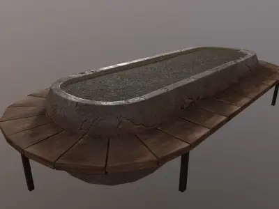 Street Bench Low-poly 3D model