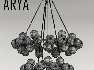 Arya 70 Light Satin Gold Chandelier 3D model