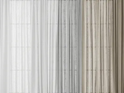 Curtains Long Linen Set 02 3D model