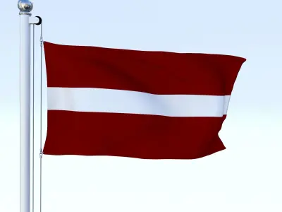 Animated Latvia Flag Low-poly 3D model