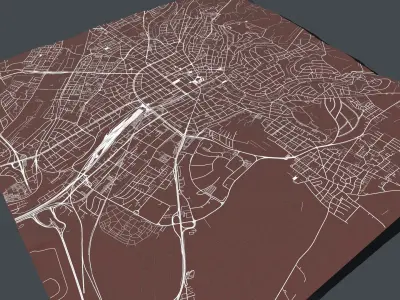 Streers and Roads City Wiesbaden Germany 3D model