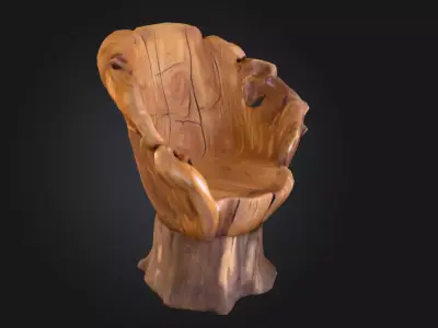 Rustic Tree Chair Low-poly 3D model