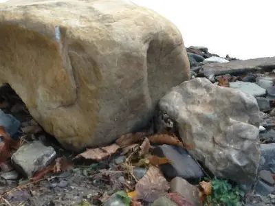Forest creek rock 3D scan Low-poly 3D model