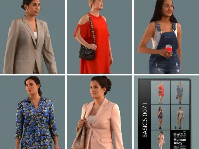 Set of 3D women walking 3D model